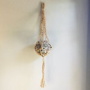 Macrame hanging plant holder natural rustic boho decor